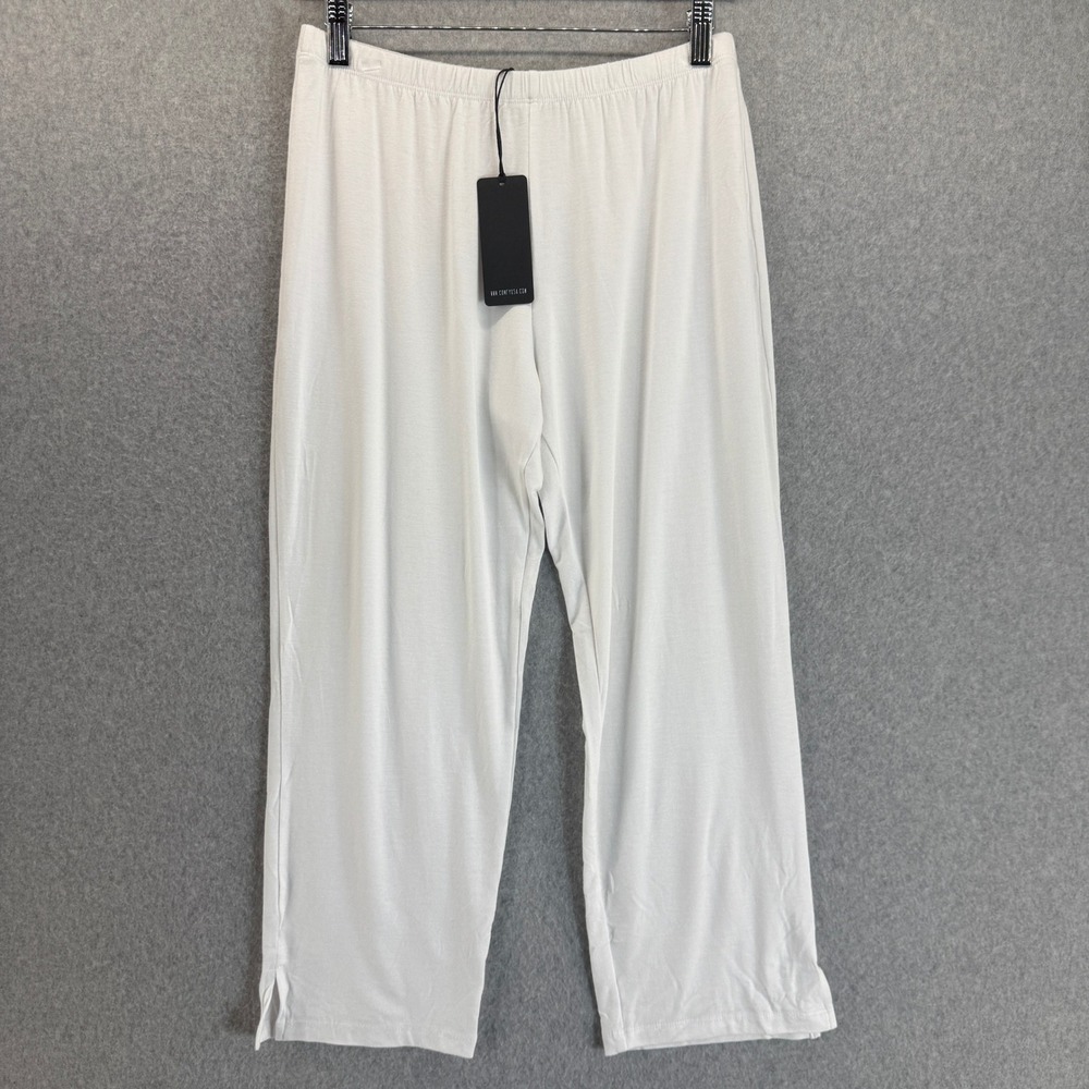 Comfy USA White Capri Lounge‎ Pants Knit Cropped Wide Leg White Size Medium NWT